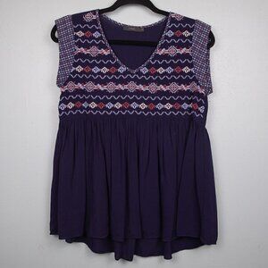THML navy embroidered sleeveless top-S